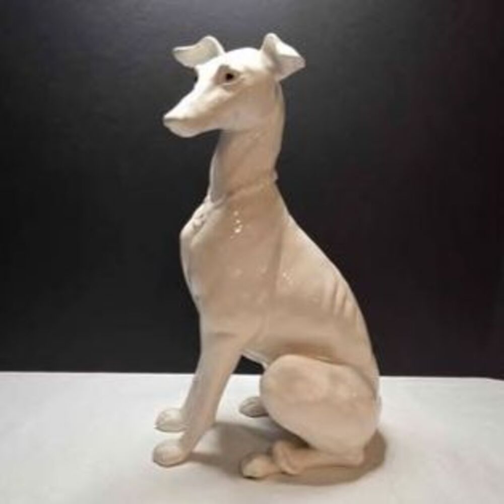 Kay Finch Italian Greyhound Whippet Statue, White, 13in Tall, Vintage